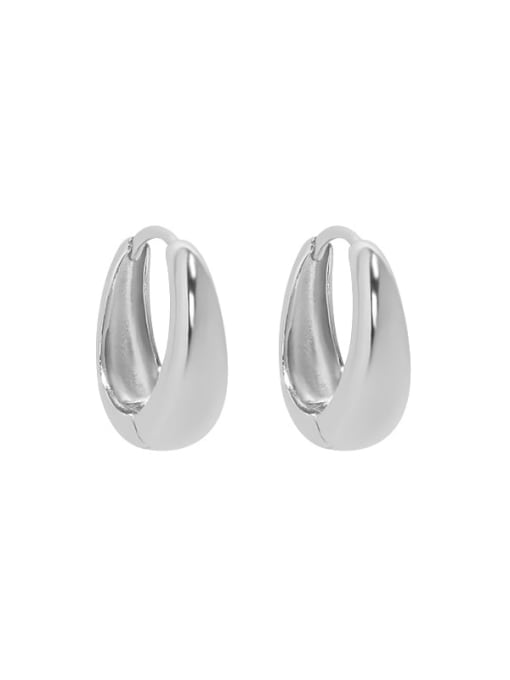 Platinum [10mm] 925 Sterling Silver Geometric Luxury Huggie Earring